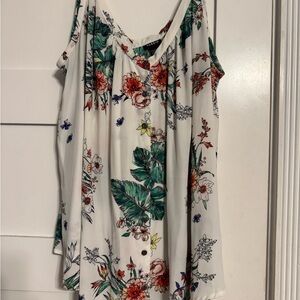 Torrid White Floral Blouse